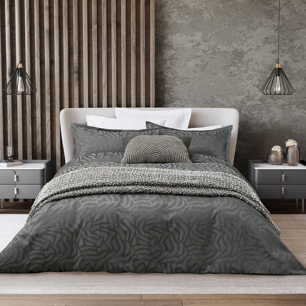 Nalu Makia Bedding by Nicole Scherzinger in Charcoal Grey